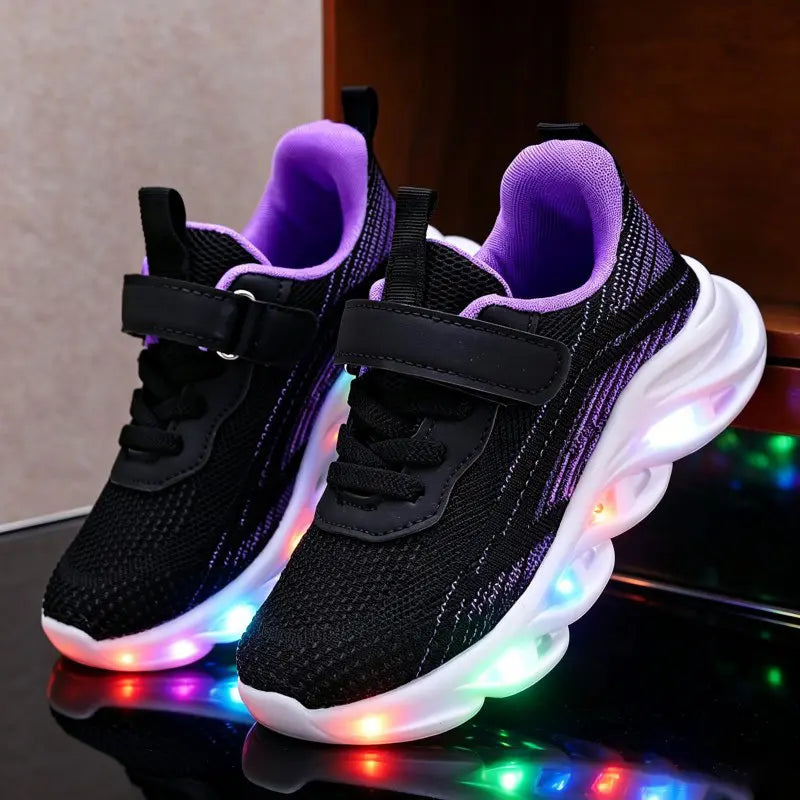 Tênis Infantil com Luz LED Casual Respirável Malha Velcro 19 ao 27 — foto 5