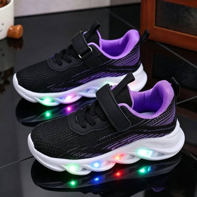 Tênis Infantil com Luz LED Casual Respirável Malha Velcro 19 ao 27 — foto 6
