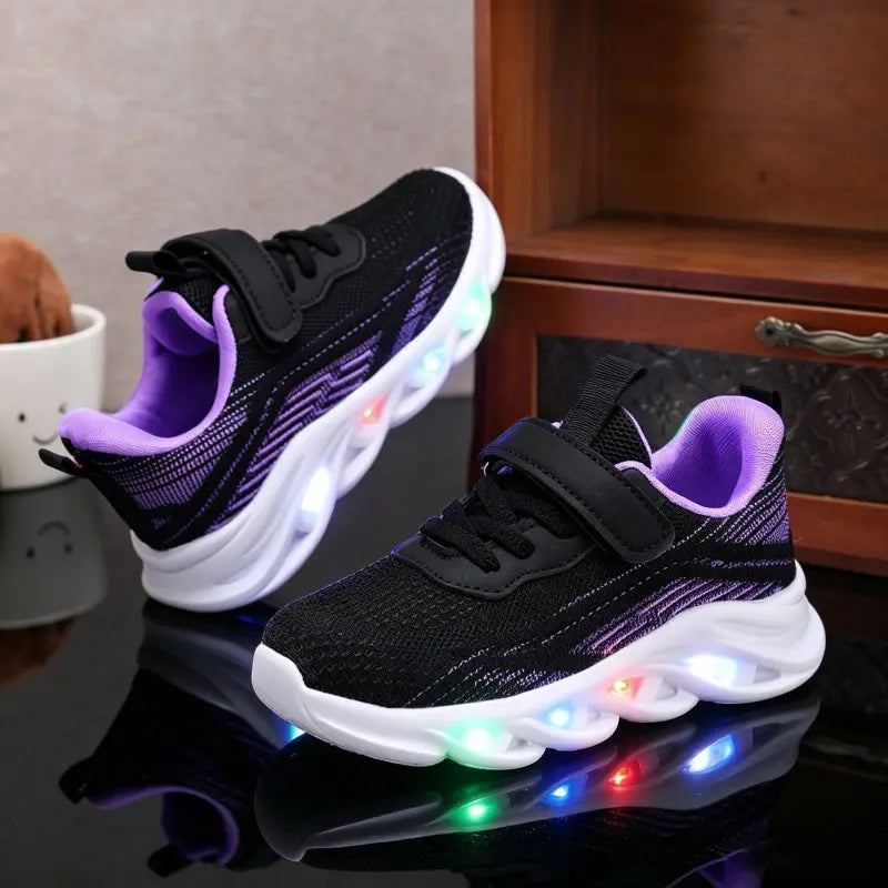 Tênis Infantil com Luz LED Casual Respirável Malha Velcro 19 ao 27 — foto 8