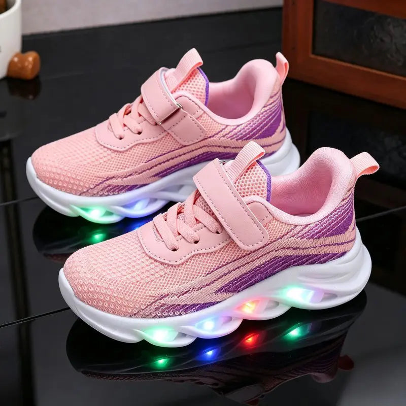 Tênis Infantil com Luz LED Casual Respirável Malha Velcro 19 ao 27 — foto 9