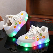 Tênis Infantil Feminino Luminoso LED Casual Flores em Relevo Cadarço PU 19 ao 27 — foto 2