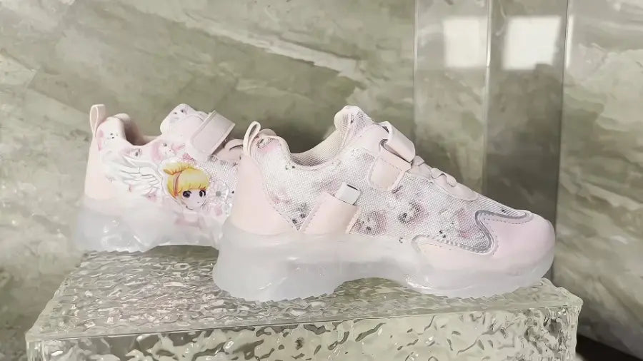 Tênis Infantil LED Recarregável USB Brilha no Escuro Luzes Coloridas Fecho Velcro Rosa 20 ao 34 — foto 7