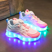Tênis Infantil LED que Acende Recarregável USB Fivela Giratória Malha Respirável 22 ao 34 — foto 1
