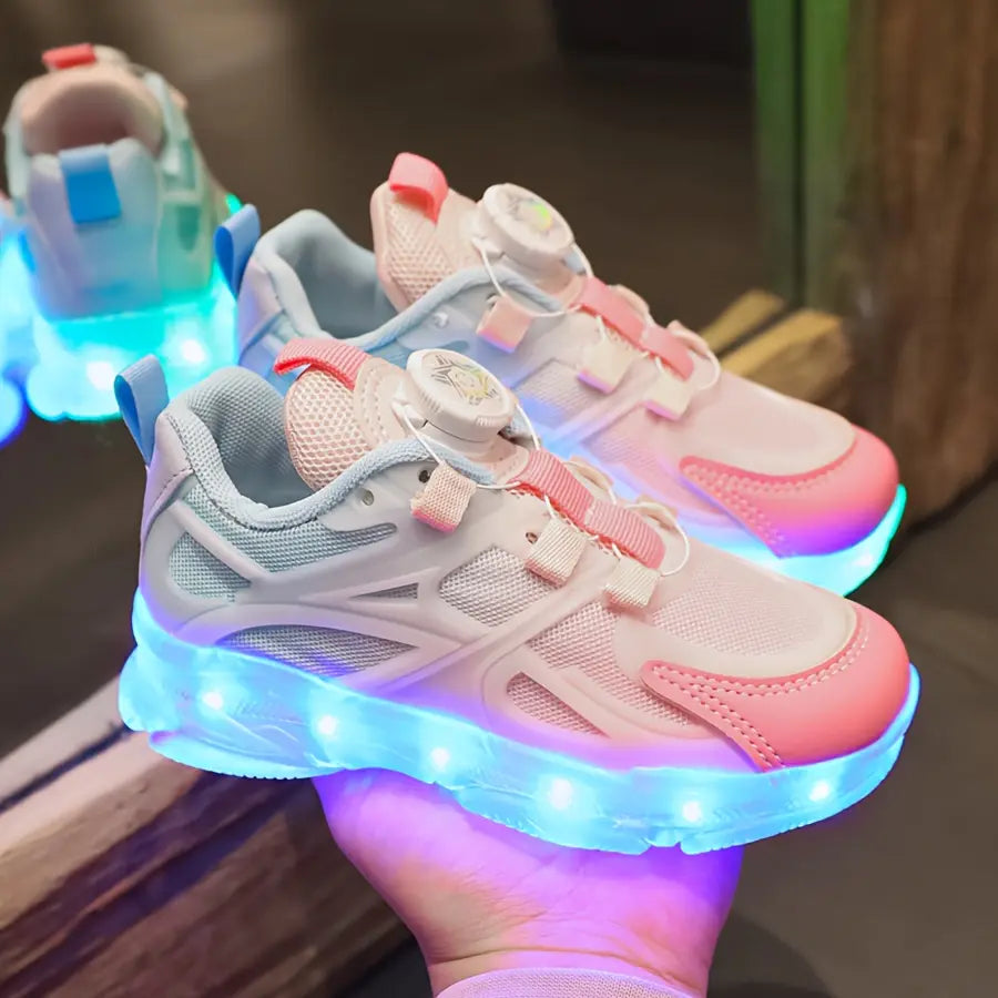 Tênis Infantil LED que Acende Recarregável USB Fivela Giratória Malha Respirável 22 ao 34 — foto 6