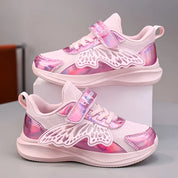 Tênis Infantil Feminino Borboleta Iridescente Leve Respirável Malha Fecho em Velcro Rosa 27 ao 33 — foto 1