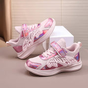 Tênis Infantil Feminino Borboleta Iridescente Leve Respirável Malha Fecho em Velcro Rosa 27 ao 33 — foto 6