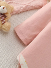 Kit 3 Bodies Bebê Menina Manga Longa Gola Redonda Algodão Estampa Urso e Floral 0 a 9 Meses — foto 8