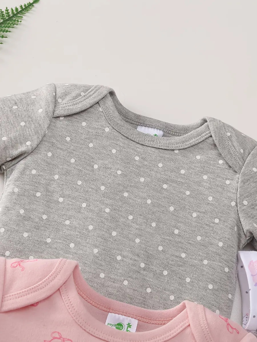 Body Bebê Menina Manga Curta Gola Redonda Algodão Estampa Cisne Laços Kit 5 Peças Rosa 0 a 12 Meses — foto 7