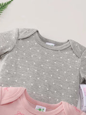 Body Bebê Menina Manga Curta Gola Redonda Algodão Estampa Cisne Laços Kit 5 Peças Rosa 0 a 12 Meses — foto 7