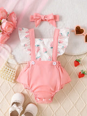 Body Bebê Menina Verão Alças Babado Laço Estampa Floral Malha 0 aos 24 Meses — foto 2