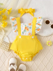 Body Bebê Menina Verão Alças Babado Laço Estampa Floral Malha 0 aos 24 Meses — foto 3