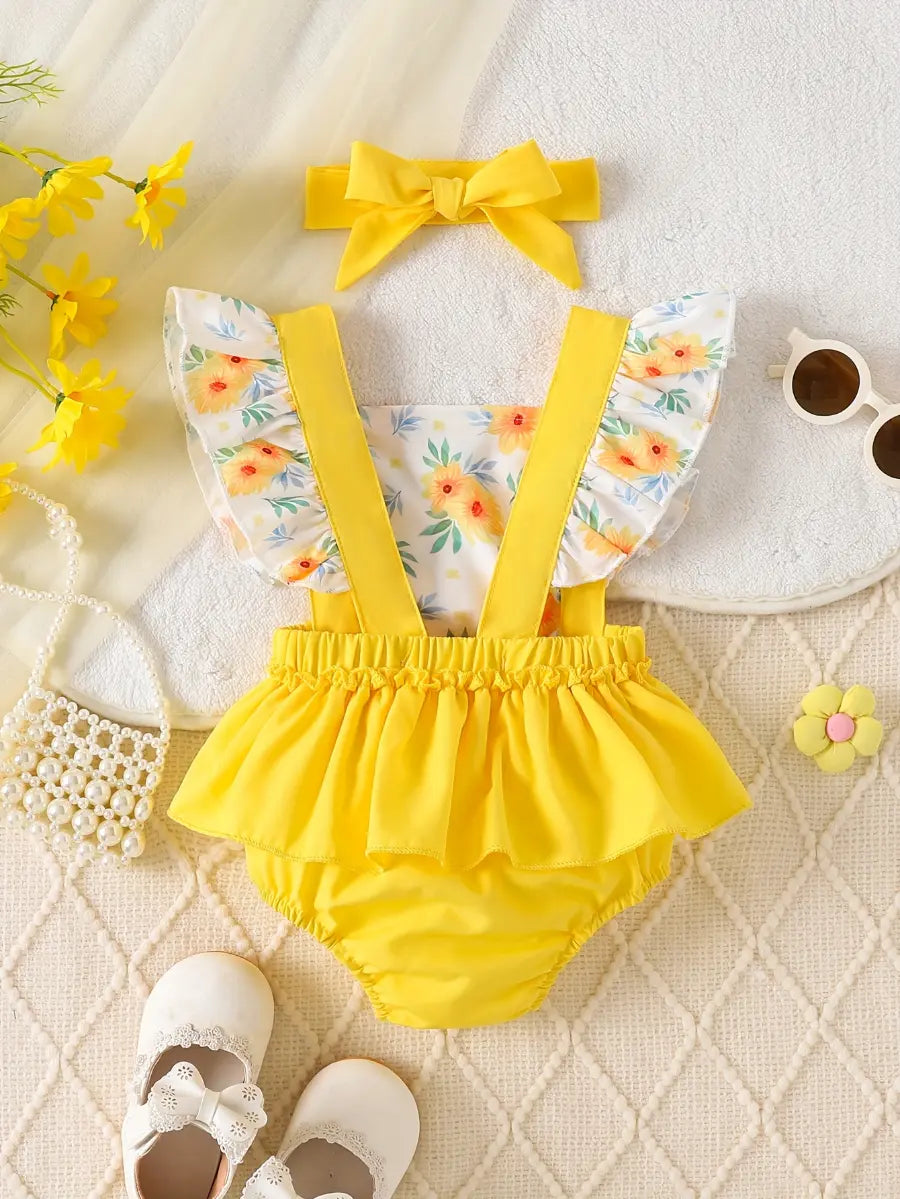 Body Bebê Menina Verão Alças Babado Laço Estampa Floral Malha 0 aos 24 Meses — foto 5