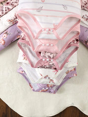 Body Bebê Menina Manga Longa Kit 5 Peças Estampas Coelho Cervo Floral Urso Malha 0 aos 18 Meses — foto 7
