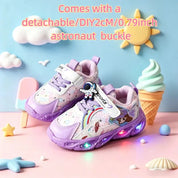Tênis Infantil Feminino Casual Luminoso LED Antiderrapante Sola Macia Velcro 20 ao 27 — foto 2