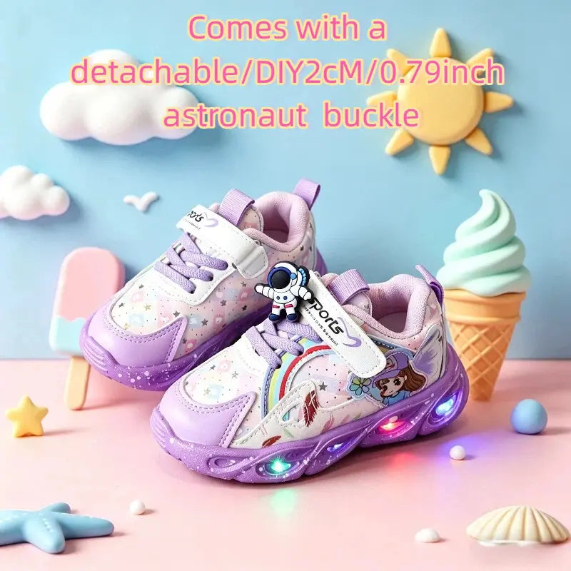 Tênis Infantil Feminino Casual Luminoso LED Antiderrapante Sola Macia Velcro 20 ao 27 — foto 2