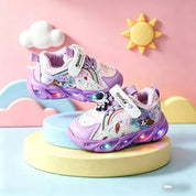Tênis Infantil Feminino Casual Luminoso LED Antiderrapante Sola Macia Velcro 20 ao 27 — foto 3