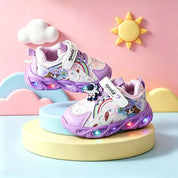 Tênis Infantil Feminino Casual Luminoso LED Antiderrapante Sola Macia Velcro 20 ao 27 — foto 5