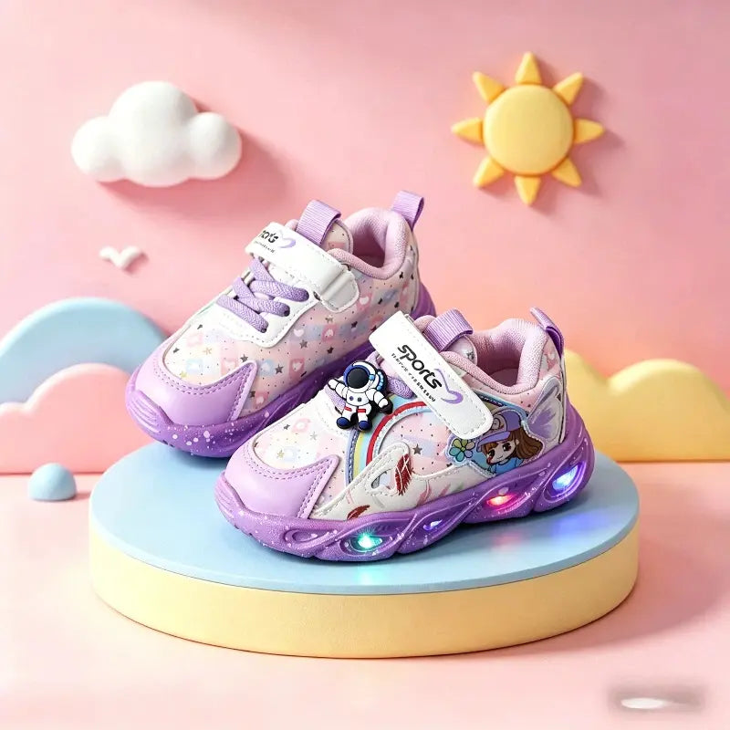 Tênis Infantil Feminino Casual Luminoso LED Antiderrapante Sola Macia Velcro 20 ao 27 — foto 6