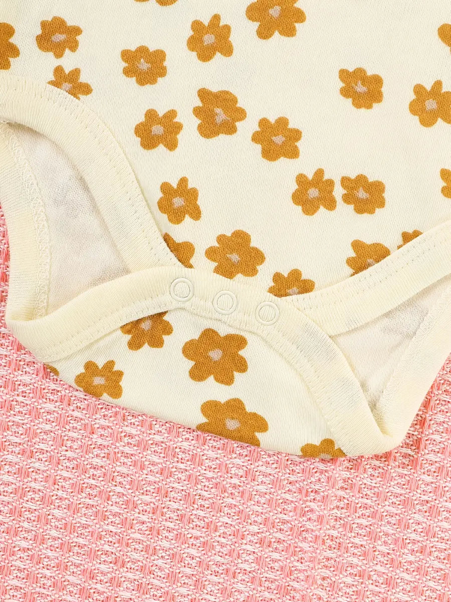 Kit 3 Body Bebê Menina Manga Longa Algodão Estampa Floral e Oncinha 1 aos 9 Meses — foto 8