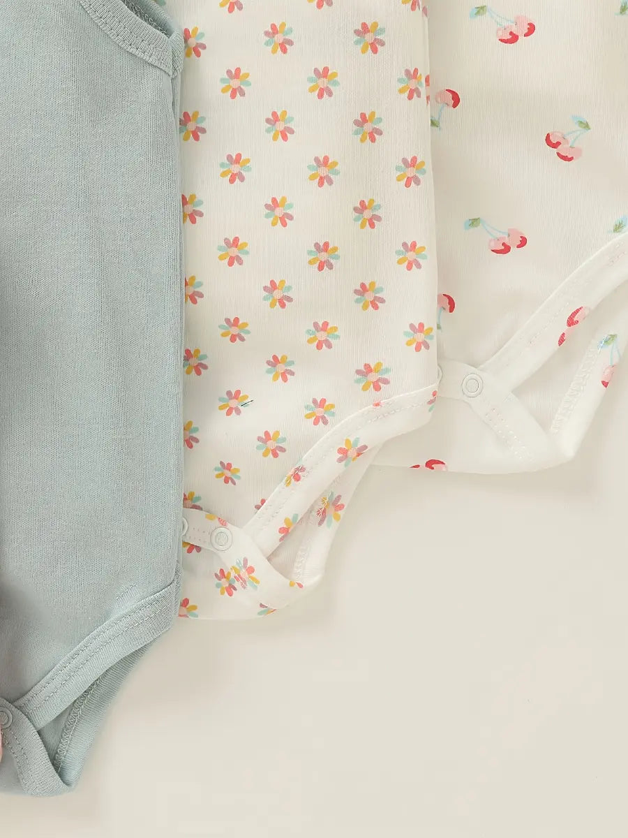 Kit 5 Bodies Bebê Menina Regata Alcinha Babado Estampa Floral Algodão 0 a 12 Meses — foto 4