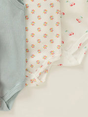Kit 5 Bodies Bebê Menina Regata Alcinha Babado Estampa Floral Algodão 0 a 12 Meses — foto 4