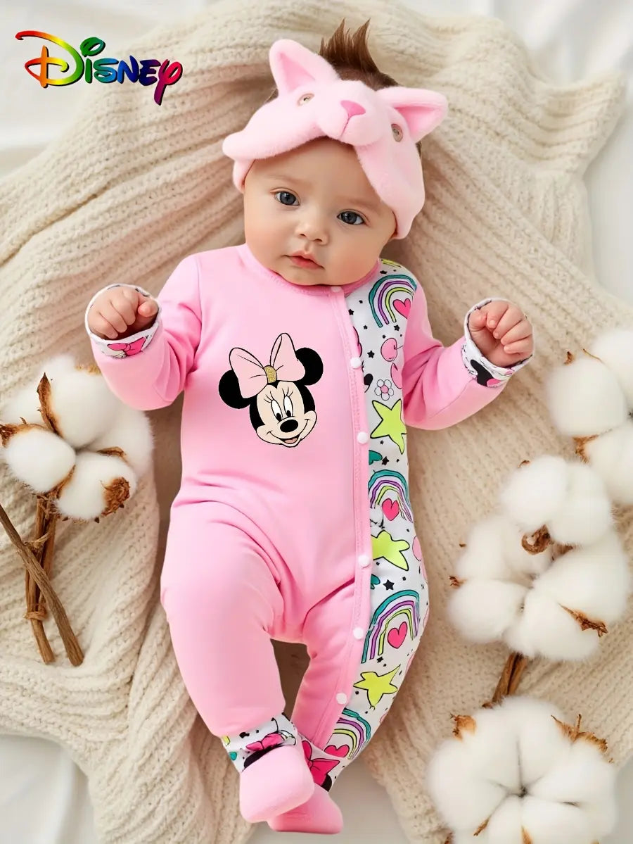 Macacão Bebê Menina Manga Longa com Touca Estampa de Desenho Botões Frontais Malha 0 a 18 Meses — foto 5