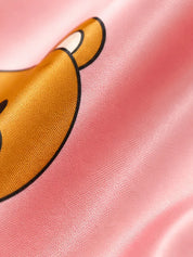 Macacão Pijama Bebê Manga Curta Estampa de Urso Cetim Rosa Botões 3 aos 24 Meses — foto 7