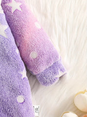 Macacão Bebê Menina Inverno com Capuz e Pézinhos Fleece Felpudo Estampa Unicórnio Estrelas Lavanda RN ao 6-9 Meses — fot
