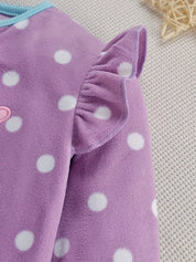 Macacão Bebê Menina com Pés Estampa Coruja Poá Zíper Fleece Roxo 0 a 9 Meses — foto 6