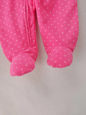 Macacão Pijama Infantil Feminino Manga Longa com Pé e Zíper Fleece Estampa de Bolinhas Rosa 0 aos 9 Meses — foto 7