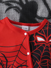 Macacão Bebê Menino Manga Curta Estampa de Aranha e Teia Malha com Botões Recém-nascido ao 9 Meses — foto 4