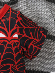 Macacão Bebê Menino Manga Curta Estampa de Aranha e Teia Malha com Botões Recém-nascido ao 9 Meses — foto 5