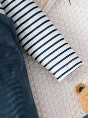 Conjunto Bebê Menino 2 Peças Camiseta Listrada e Jardineira Macacão Urso Marinheiro 3 aos 24 Meses — foto 7