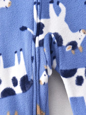 Macacão Pijama Bebê Menino com Pés Zíper Estampa de Vaca Fleece Outono Inverno 0 a 9 Meses — foto 6