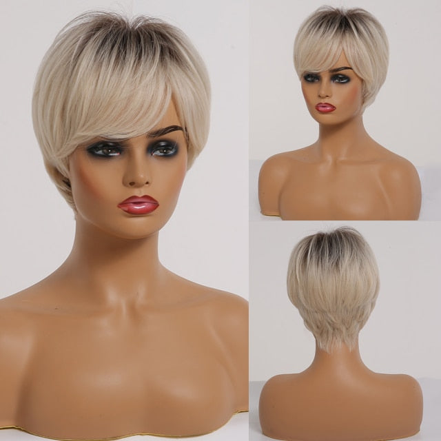 Peruca Curta Front Lace Wigs Realista
