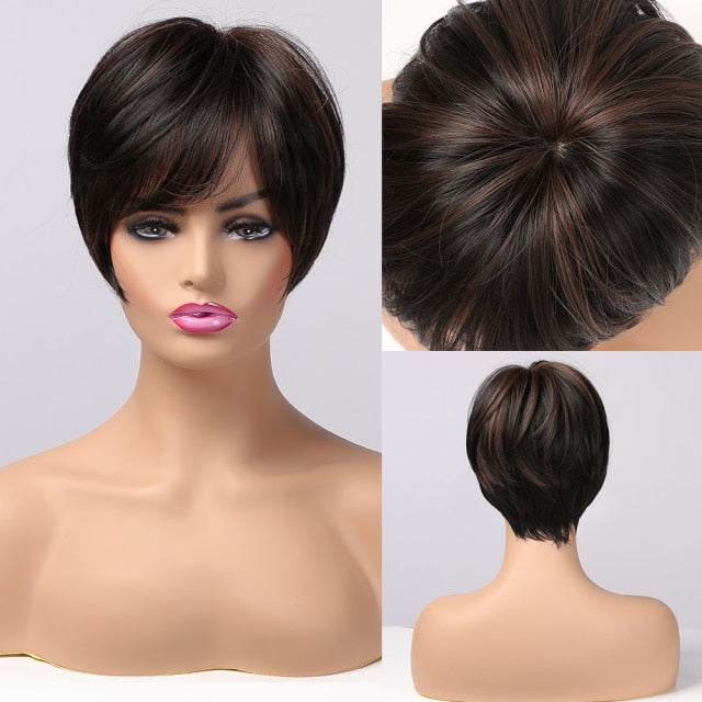 Peruca Curta Front Lace Wigs Realista