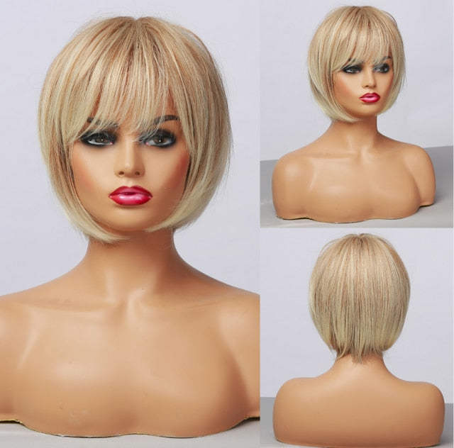 Peruca Curta Front Lace Wigs Realista