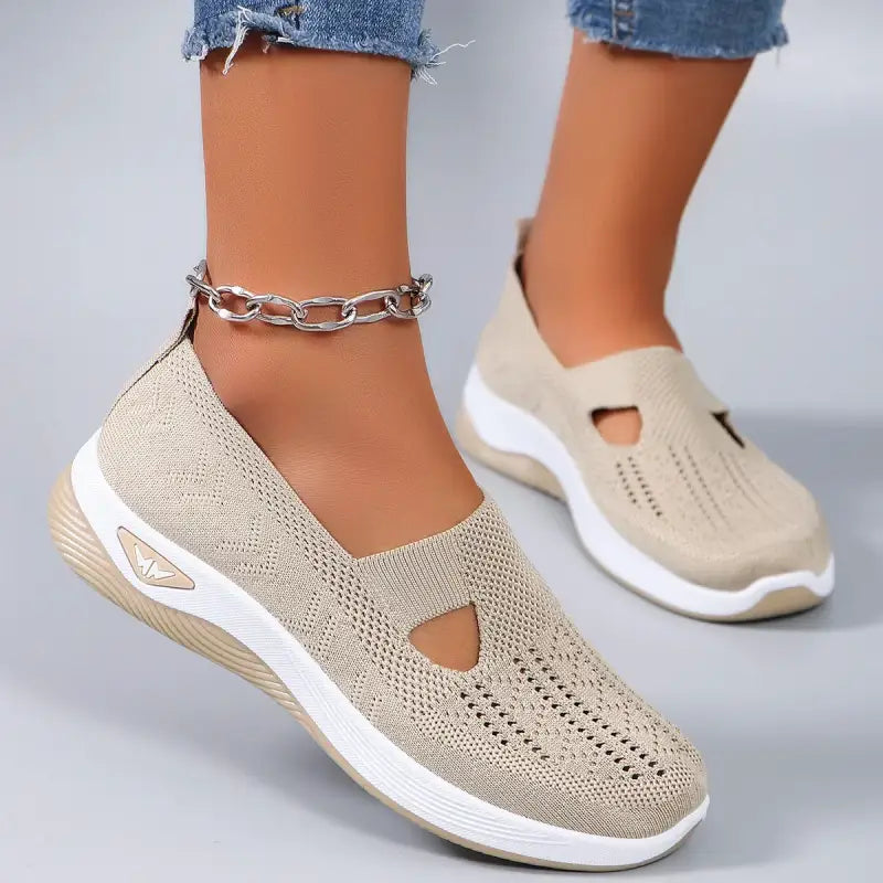Tênis Ortopédico Feminino Para Caminhada Khaki / 34 028